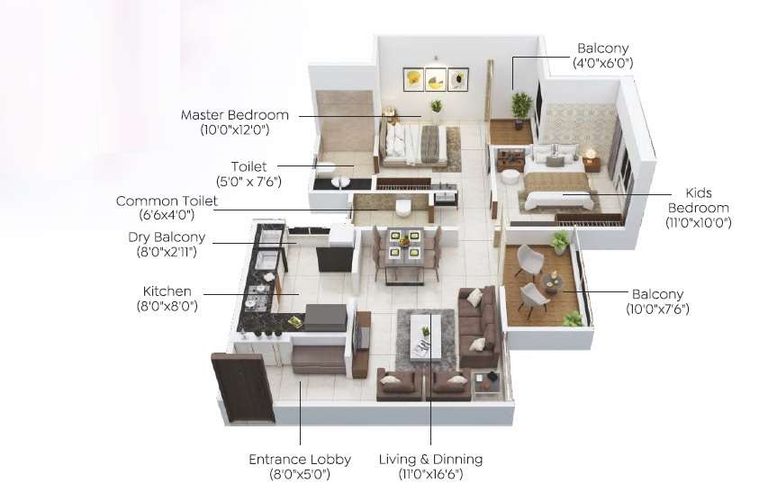 2 BHK 484 Sq. Ft. Apartment in Rajluckxmi Stellar Homes Phase 1