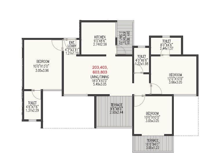 3 BHK 1254 Sq. Ft. Apartment