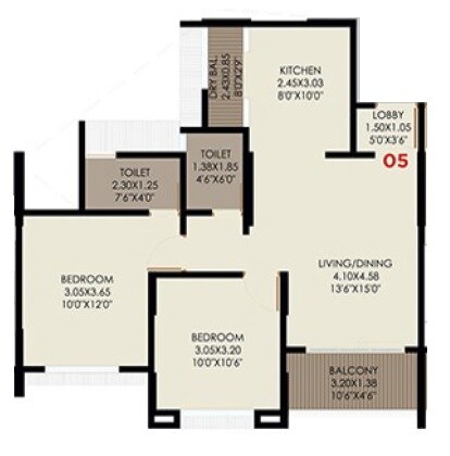 Floor plan of 2 BHK 715 Sq. Ft. Apartment in Rajshree Anantam Skyone, Pune