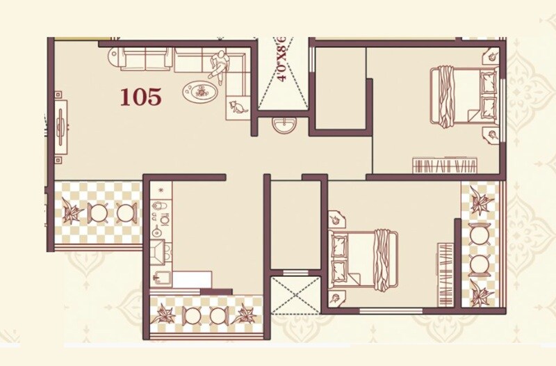 Floor plan of 2 BHK 564 Sq. Ft. Apartment in Rajveer Aspire, Pune