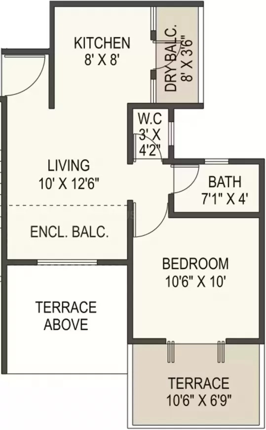 1 BHK 331 Sq. Ft. Apartment in Ram Green Hive Plus