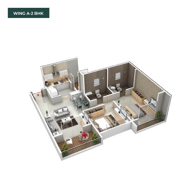 Floor plan of 2 BHK 781 Sq. Ft. Apartment in Ram India Palm Drive, Pune