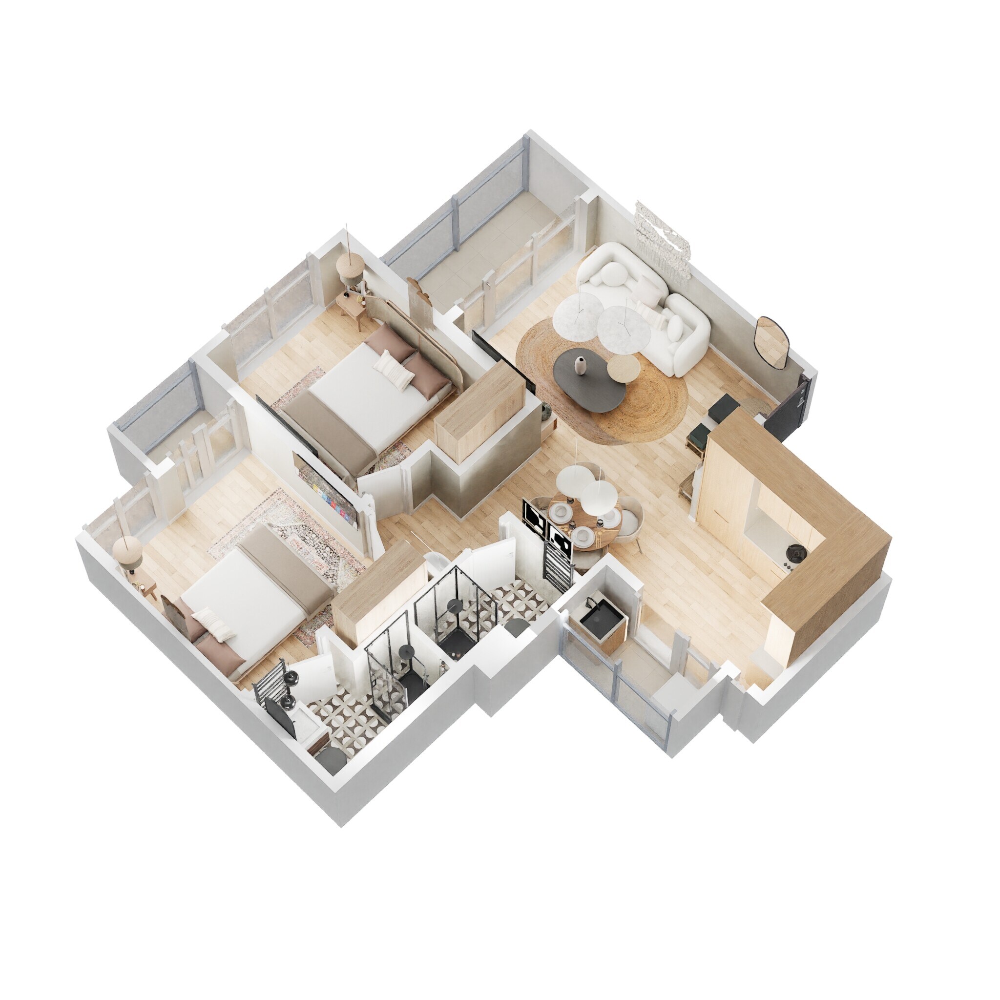 2 BHK 616 Sq. Ft. Apartment