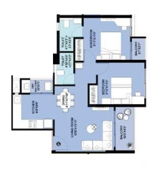 Floor plan of 2 BHK 652 Sq. Ft. Apartment in Rama Krystal World, Pune