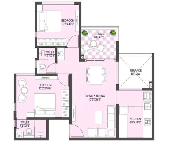 2 BHK 530 Sq. Ft. Apartment in Rama Metro Life Maxima Residences