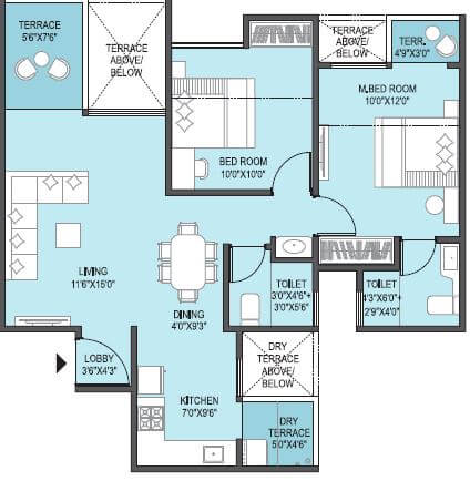 2 BHK 546 Sq. Ft. Apartment