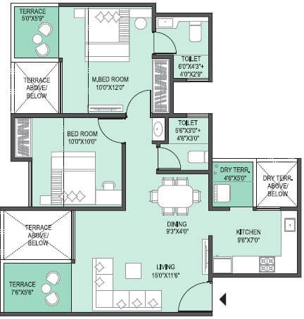 2 BHK 553 Sq. Ft. Apartment