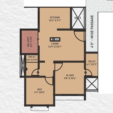 Floor plan of 1 BHK Apartment - 376 sq. ft. in Rameshwar Yashobhoomi, Pune