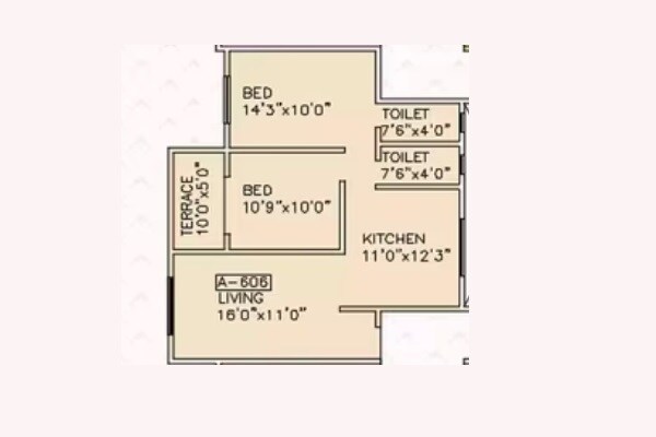 2 BHK 685 Sq. Ft. Apartment
