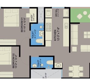 2 BHK 546 Sq. Ft. Apartment in Ranade Yashodhan