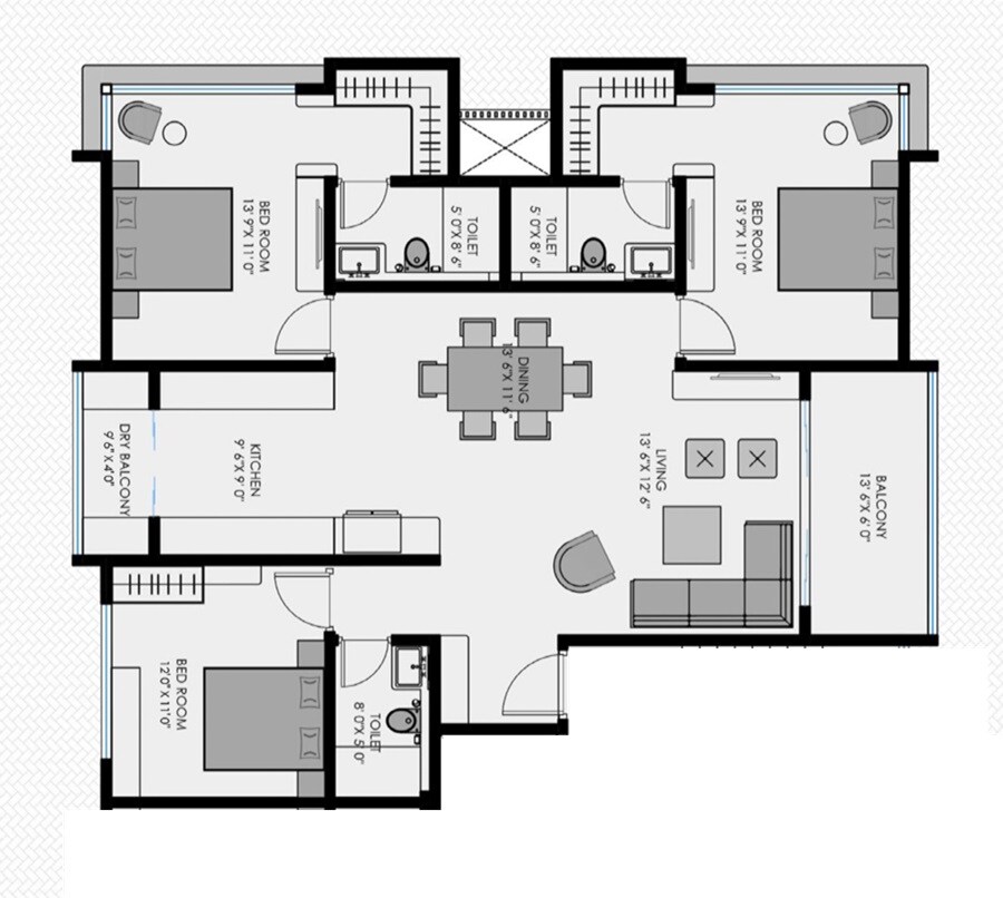 3 BHK 1320 Sq. Ft. Apartment