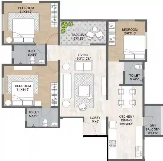 Ranjekar Jagdeep 3 BHK Layout