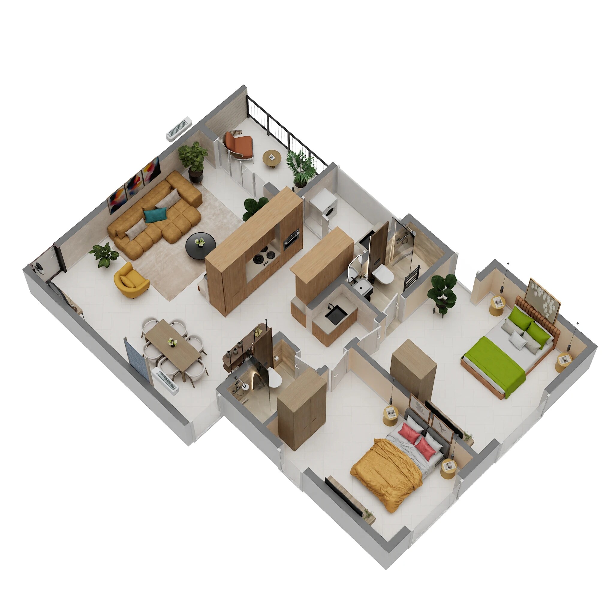 Floor plan of 2 BHK 1002 Sq. Ft. Apartment in Ranjekar Rakhi, Pune