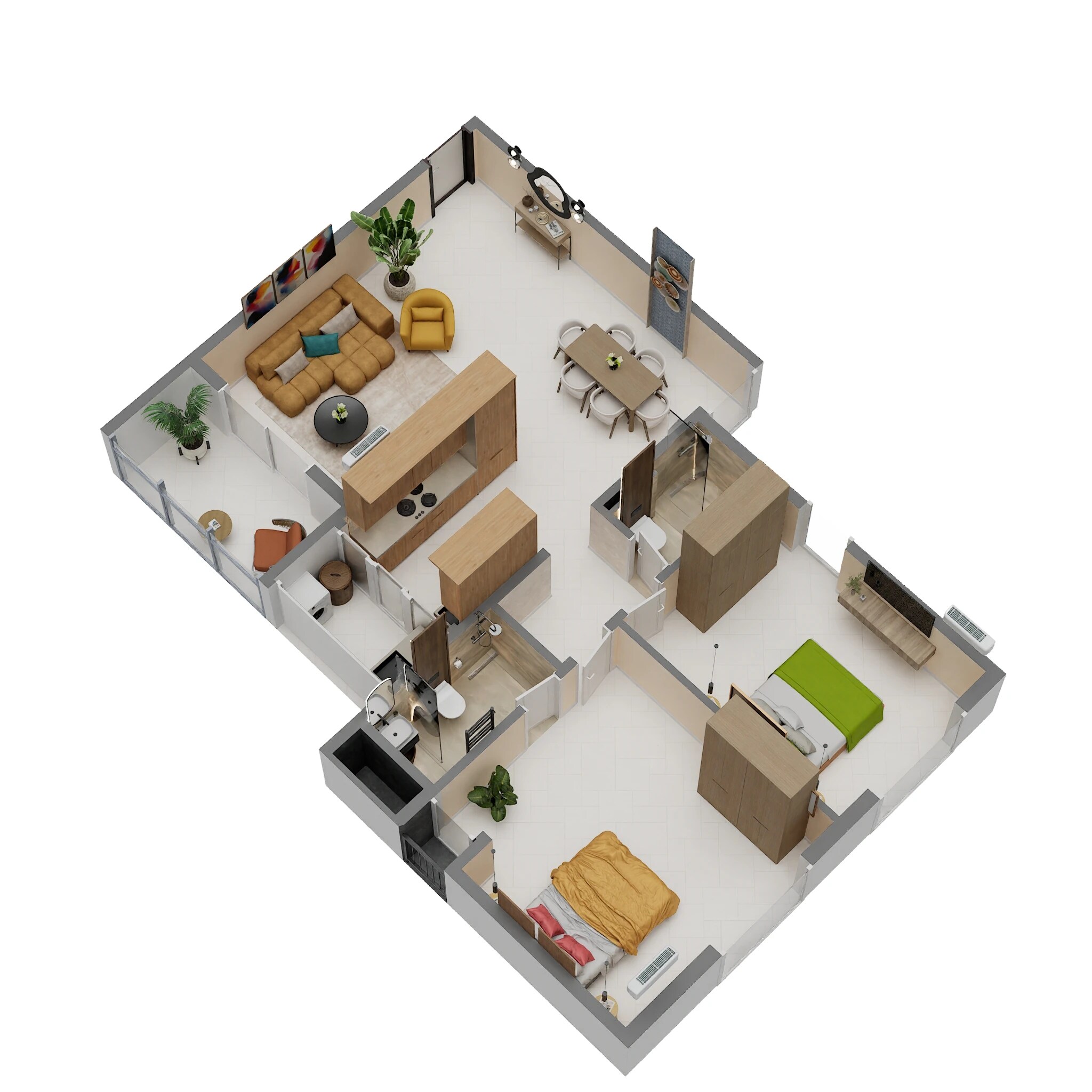 Floor plan of 2 BHK 890 Sq. Ft. Apartment in Ranjekar Rakhi, Pune