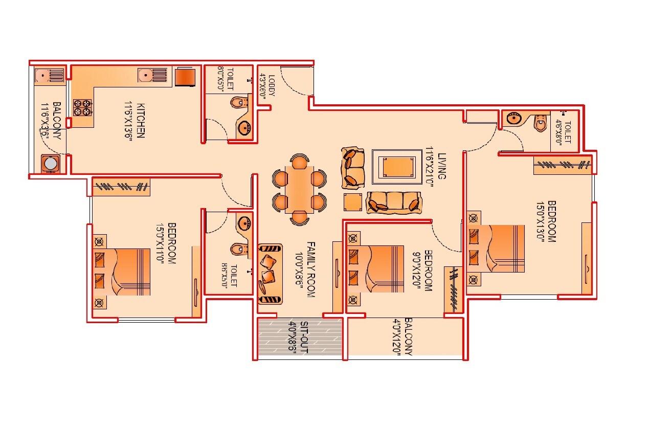 3 BHK 1314 Sq. Ft. Apartment
