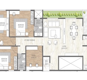 3 BHK 1839 Sq. Ft. Apartment in Ranjekar Saukhyam