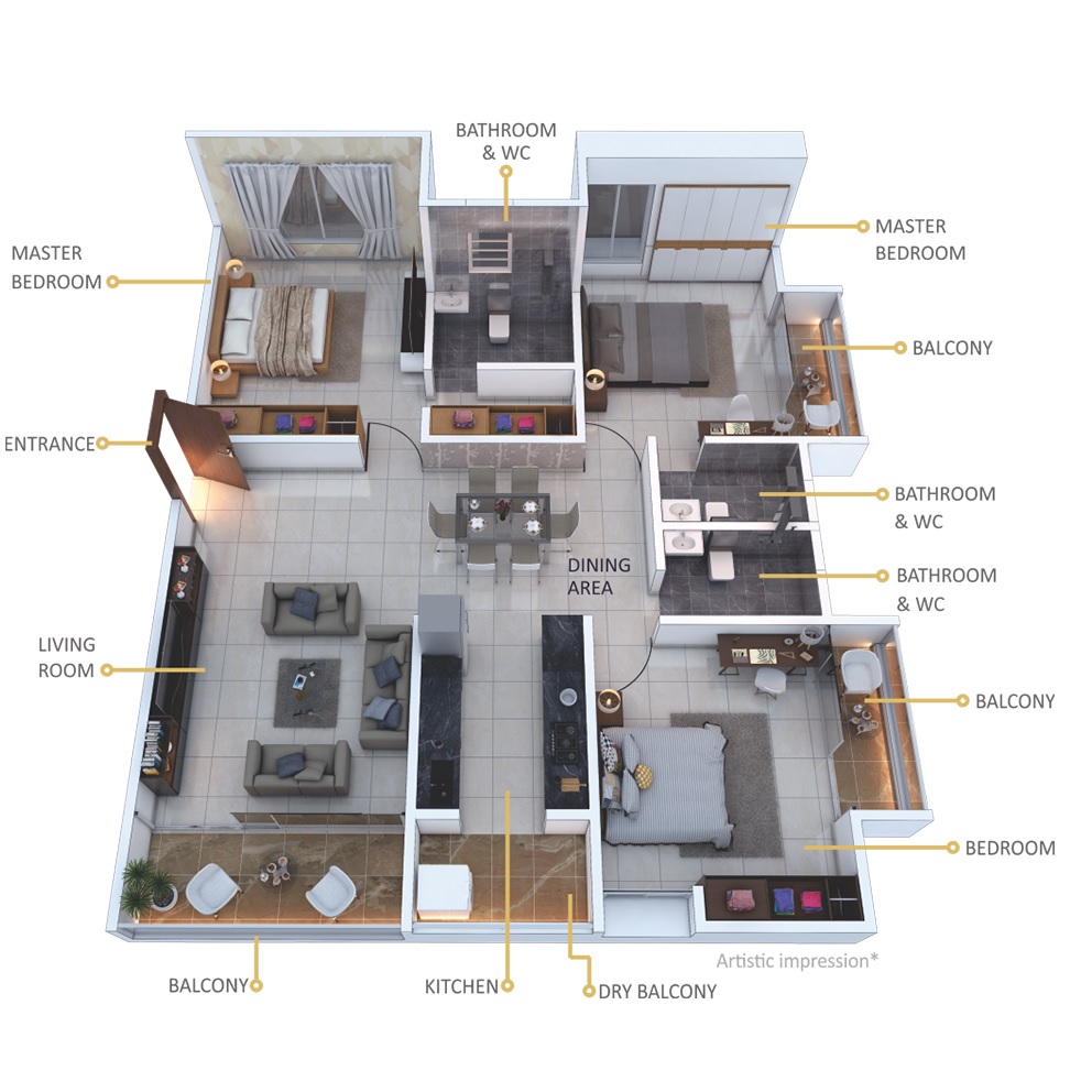 Rathi Yashodhan Elite 3 BHK Layout