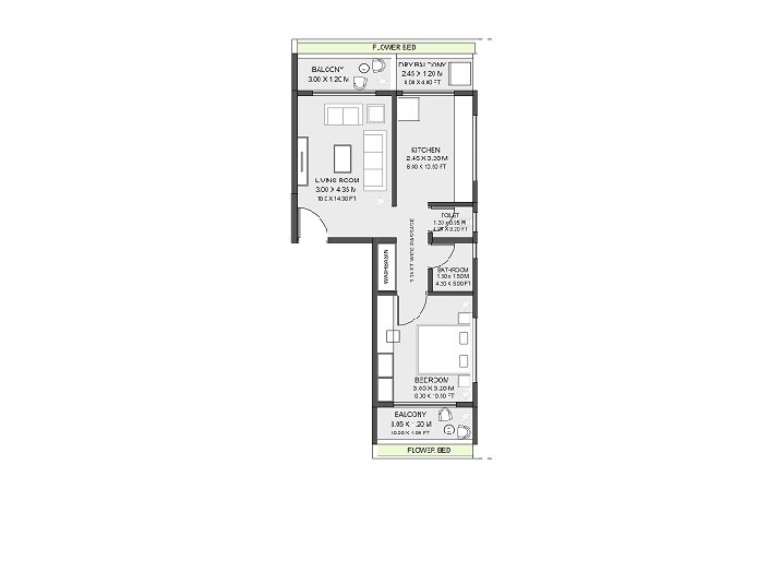 Floor plan of 1 BHK 414 Sq. Ft. Apartment in Raut The Galaxy One, Pune
