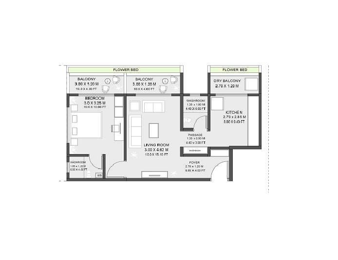 Floor plan of 1 BHK 469 Sq. Ft. Apartment in Raut The Galaxy One, Pune