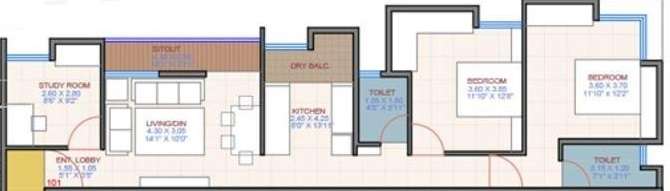 2 BHK 1142 Sq. Ft. Apartment in Ravetkar Piyusha