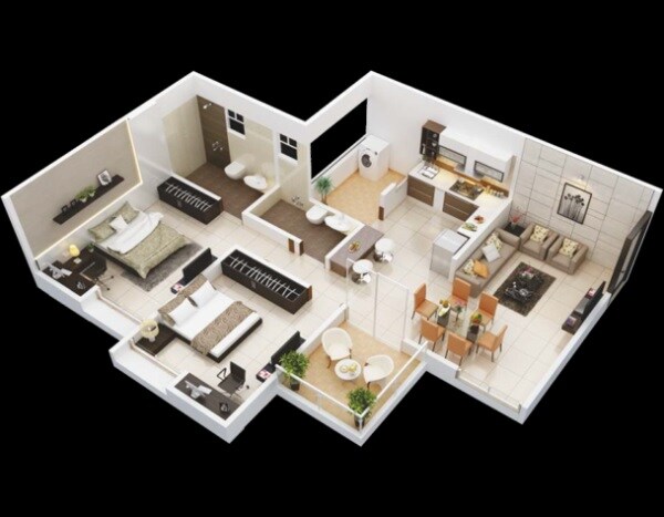 Floor plan of 2 BHK Apartment - 533 sq. ft. in Ravinanda Skylights, Pune