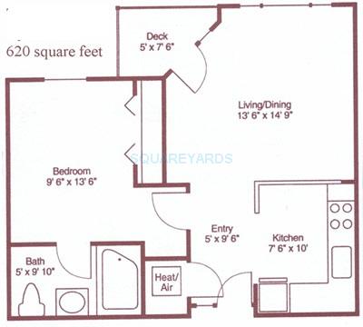 Floor plan of 1 BHK 620 Sq. Ft. Apartment in Raviraj Camellia Glimpse, Pune