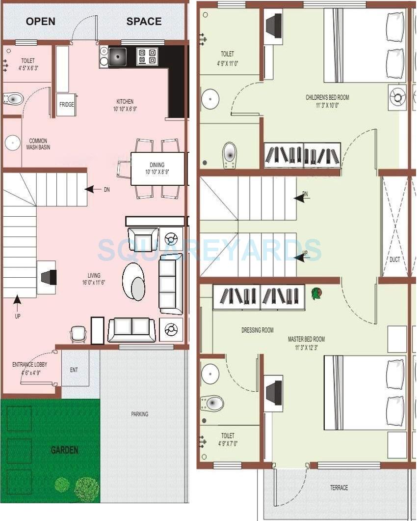 Floor plan of 2 BHK 1776 Sq. Ft. Villa in Raviraj Ozone Villas, Pune