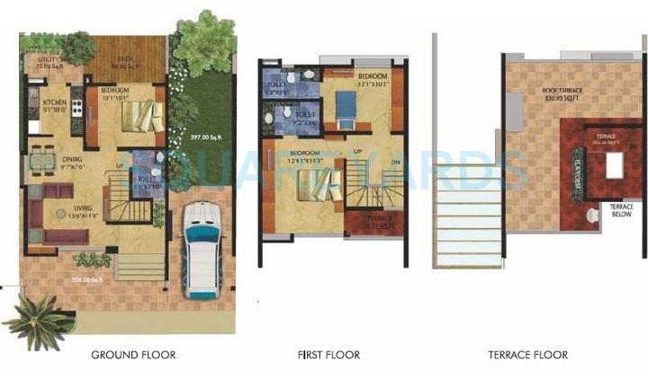 Floor plan of 3 BHK 2180 Sq. Ft. Villa in Raviraj Pratiksha Villas, Pune