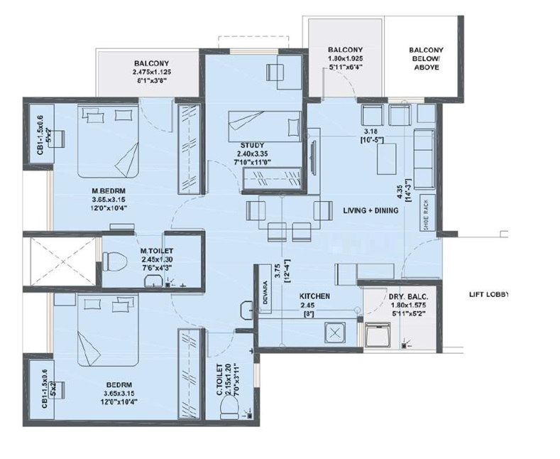 2 BHK 701 Sq. Ft. Apartment in RB Silver Tarika
