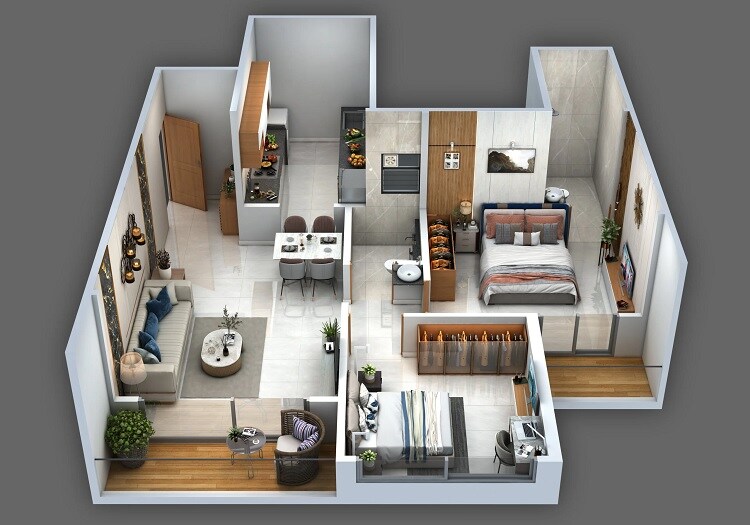 2 BHK 645 Sq. Ft. Apartment