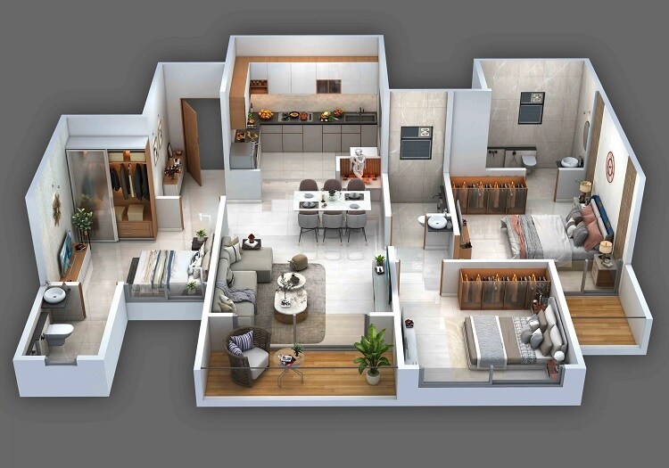 3 BHK 907 Sq. Ft. Apartment