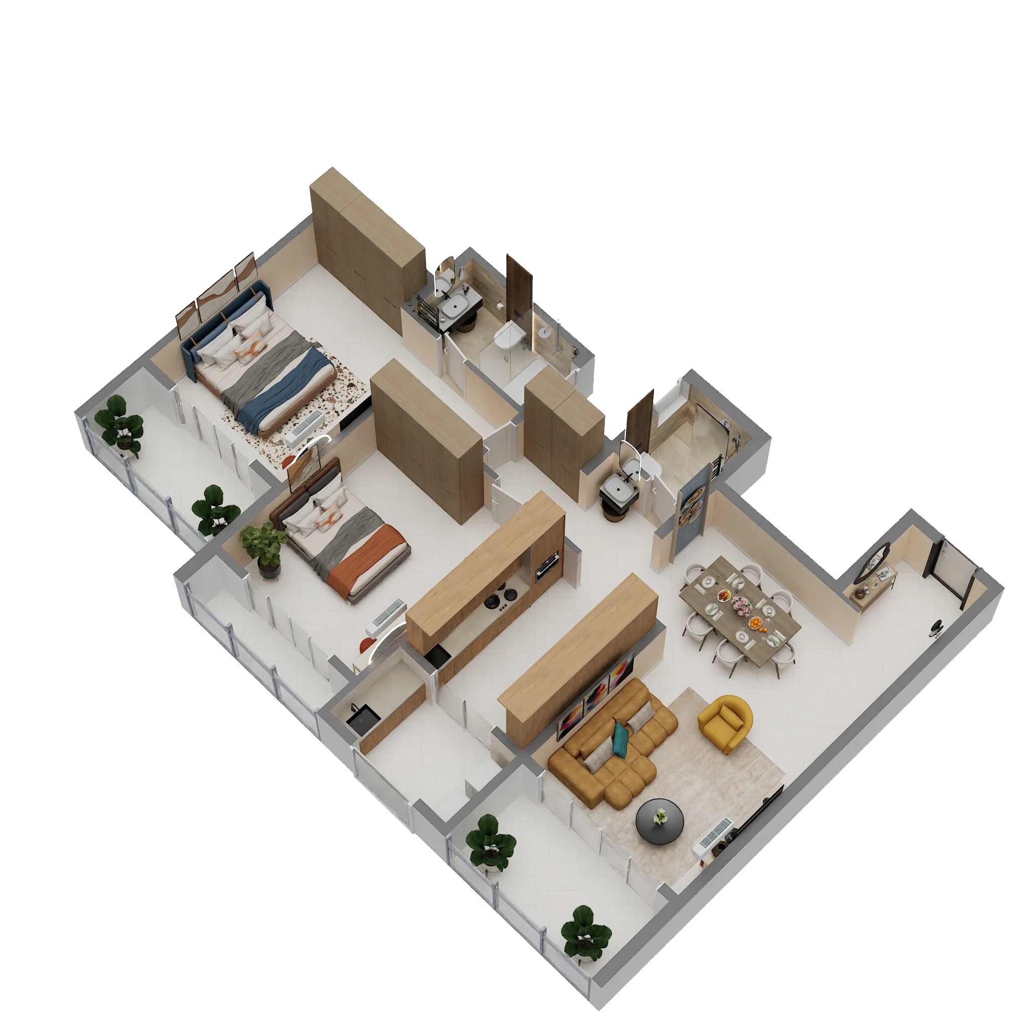 Floor plan of 2 BHK 875 Sq. Ft. Apartment in Regency Astra, Pune