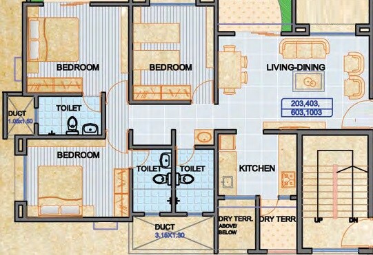 3 BHK 1390 Sq. Ft. Apartment