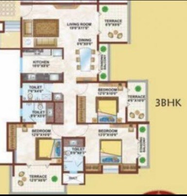 3 BHK 1415 Sq. Ft. Apartment