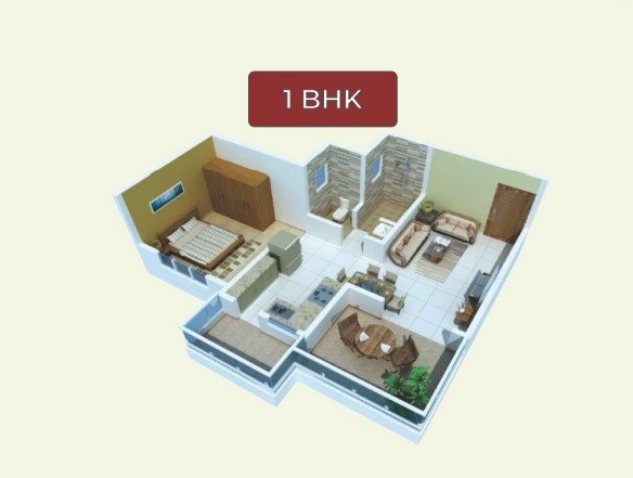Floor plan of 2 BHK 618 Sq. Ft. Apartment in Renuka Gulmohar C Building CHS, Pune