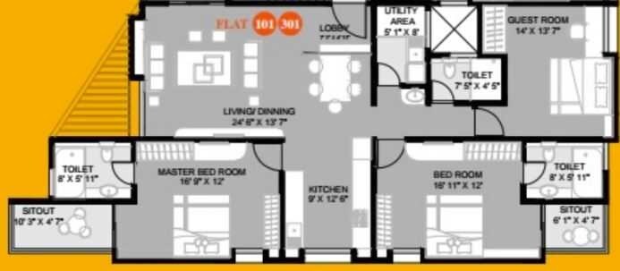 3 BHK 1725 Sq. Ft. Apartment