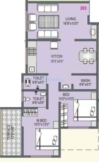 2 BHK 878 Sq. Ft. Apartment