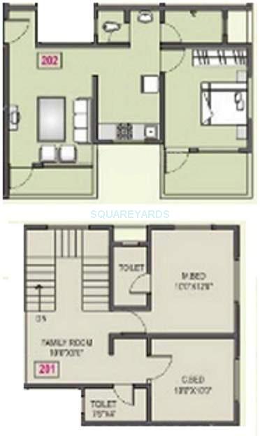Floor plan of 3 BHK 1445 Sq. Ft. Apartment in RK Lunkad Navratna, Pune