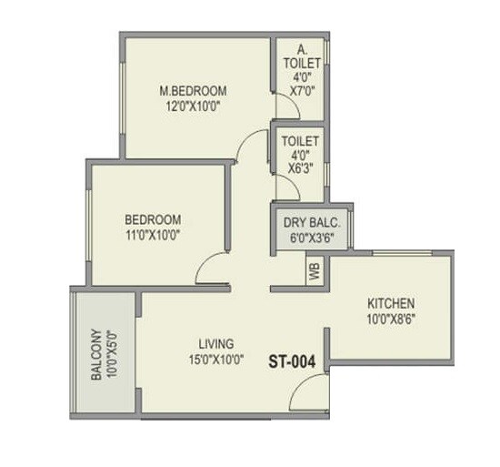 Floor plan of 2 BHK 557 Sq. Ft. Apartment in RKL Abhang Heights, Pune