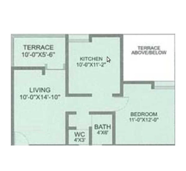 Floor plan of 1 BHK 446 Sq. Ft. Apartment in RM Hiras Nagar, Pune