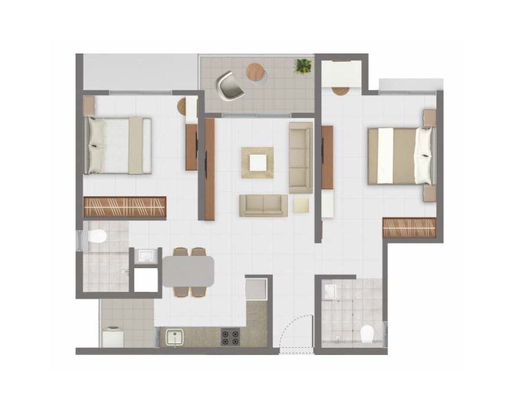 2 BHK 731 Sq. Ft. Apartment