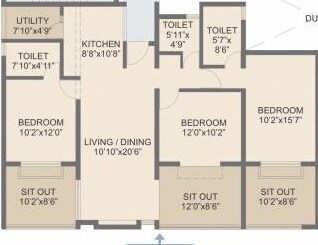 Other, rohan-abhilasha 3 Bedroom 1100 Sq.Ft. Apartment In Wagholi Pune 7513412