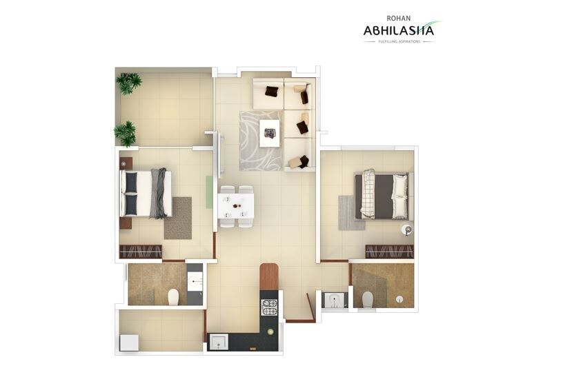 2 BHK 638 Sq. Ft. Apartment