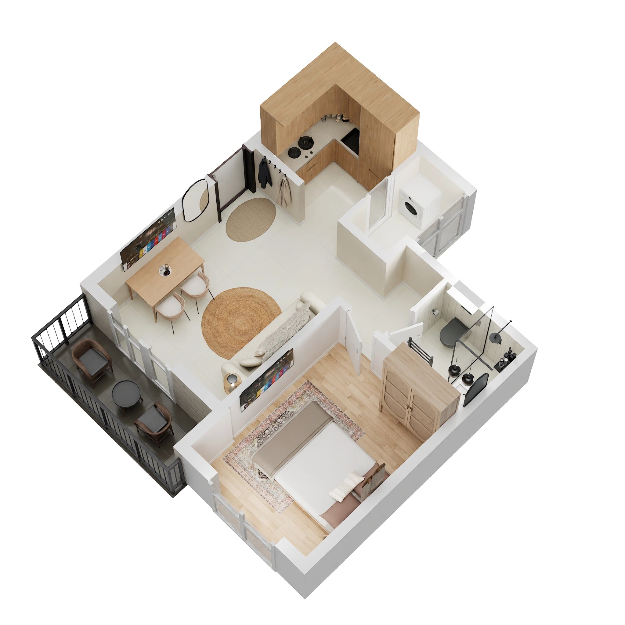 Floor plan of 1 BHK 342 Sq. Ft. Apartment in Rohan Ananta, Pune
