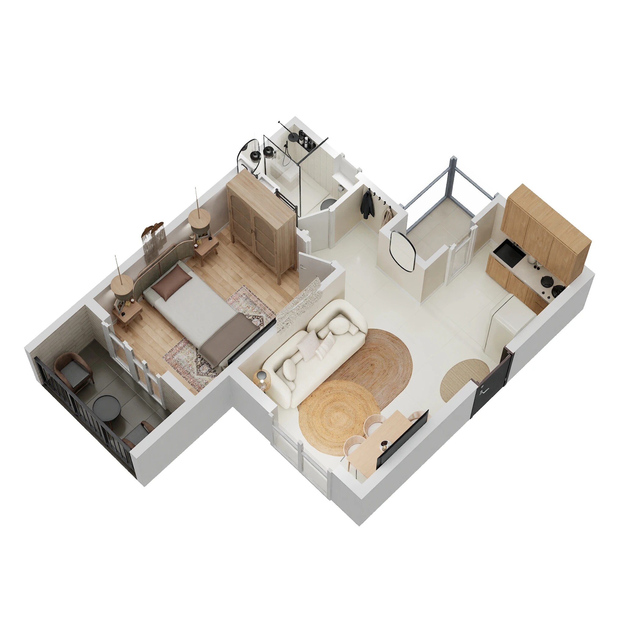 Floor plan of 1 BHK 406 Sq. Ft. Apartment in Rohan Ananta, Pune