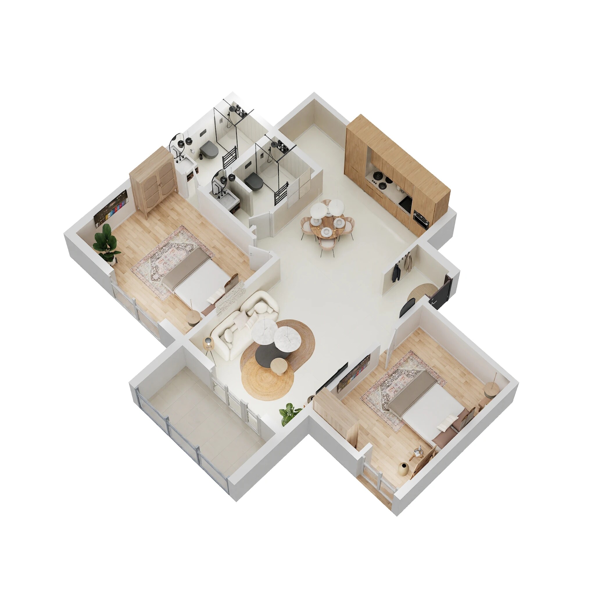 Floor plan of 2 BHK 477 Sq. Ft. Apartment in Rohan Ananta, Pune