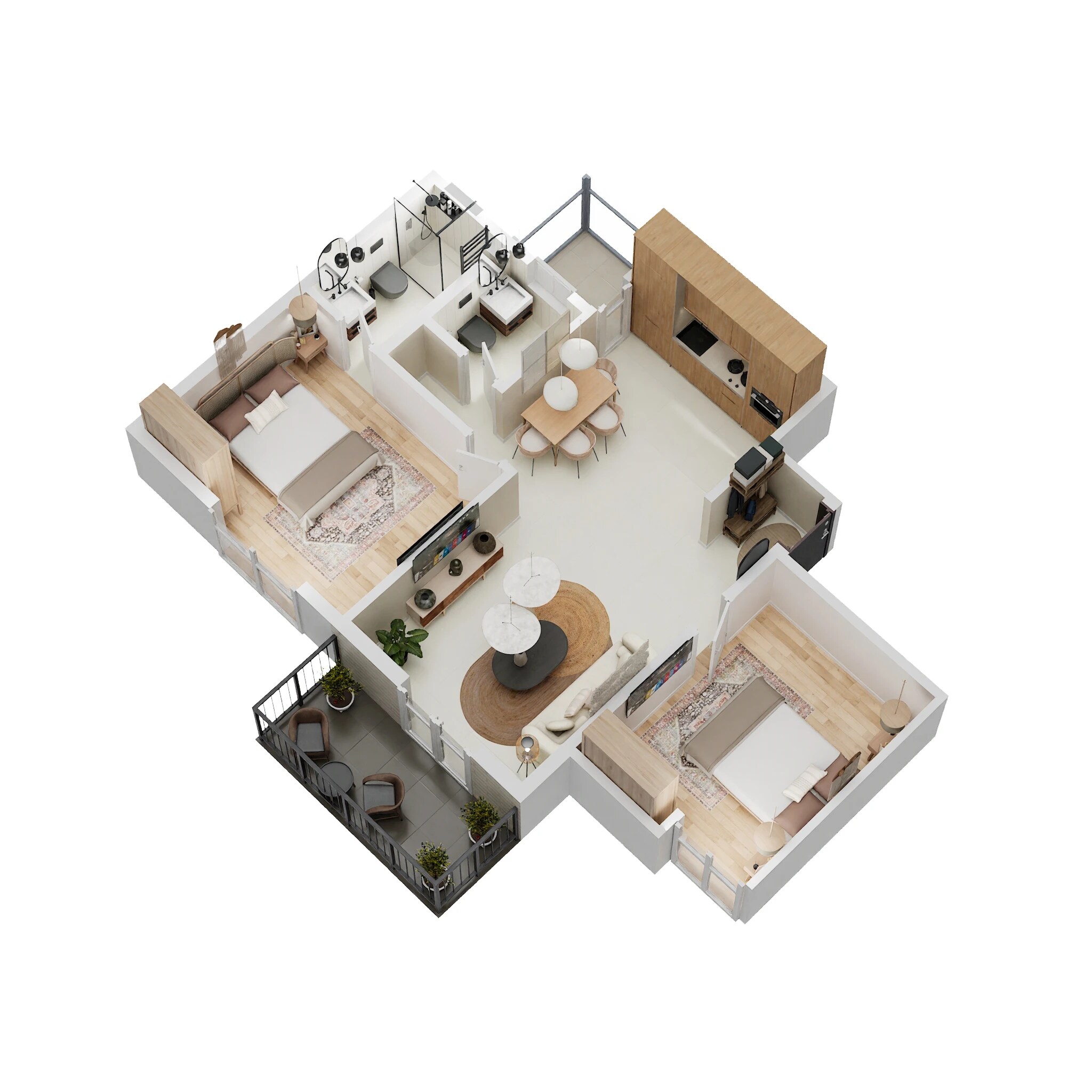 Floor plan of 2 BHK 690 Sq. Ft. Apartment in Rohan Ananta, Pune