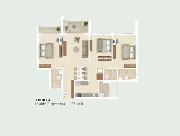 Other, rohan-harita 3 Bedroom 1106 Sq.Ft. Apartment In Tathawade Pune 8003711