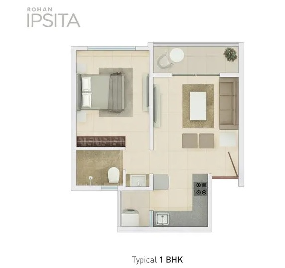 1 BHK 393 Sq. Ft. Apartment in Rohan Ipsita