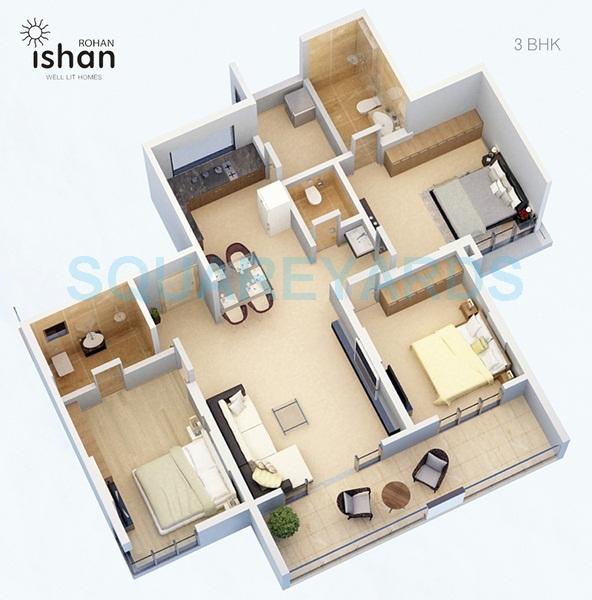 Other, rohan-ishan 3 Bedroom 1350 Sq.Ft. Apartment In Bavdhan Pune 8922059
